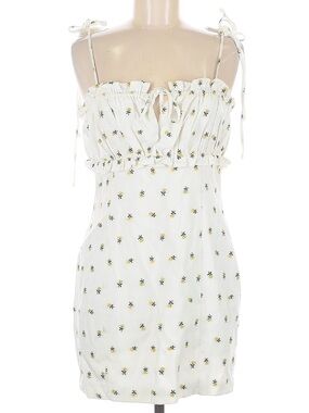 MAJORELLE White Mini Dress with Yellow Floral Print